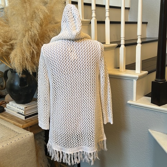 J.Jill Romantic Boho White Cotton Linen Blend Knit Cardigan Size Small - Picture 6 of 9